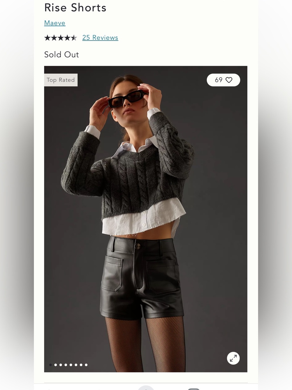 Maeve Black Faux-Leather the Collette anthropologie High-Rise Shorts